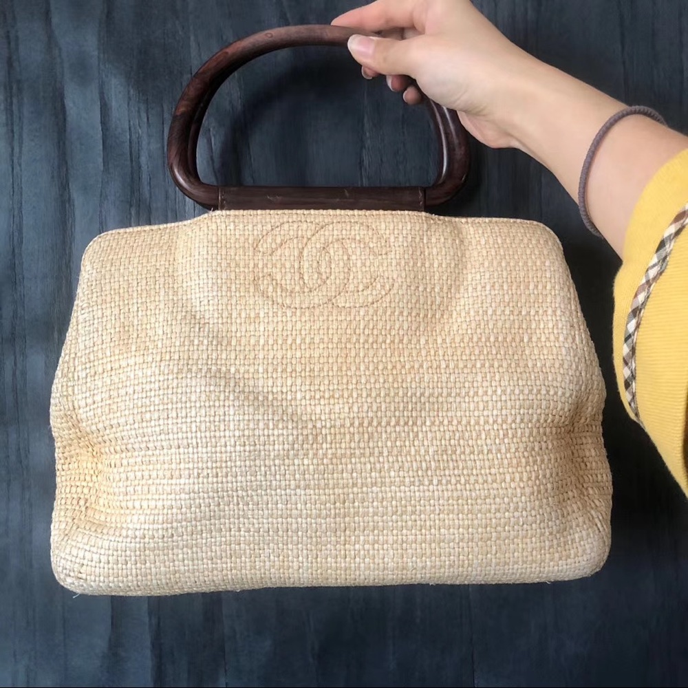 Authentic CHANEL straw braid bag